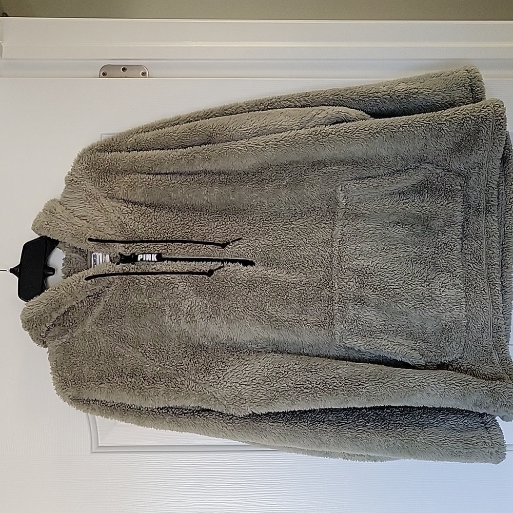 PINK Sherpa Half Zip Hooded Pullover